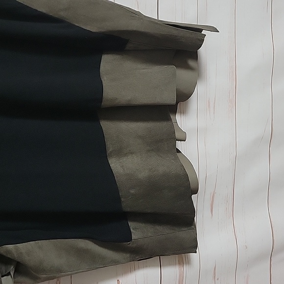 ECRU Womens Colorblock Poncho Knit Suede Tunic V Neck Blouse Top Med - Picture 4 of 5